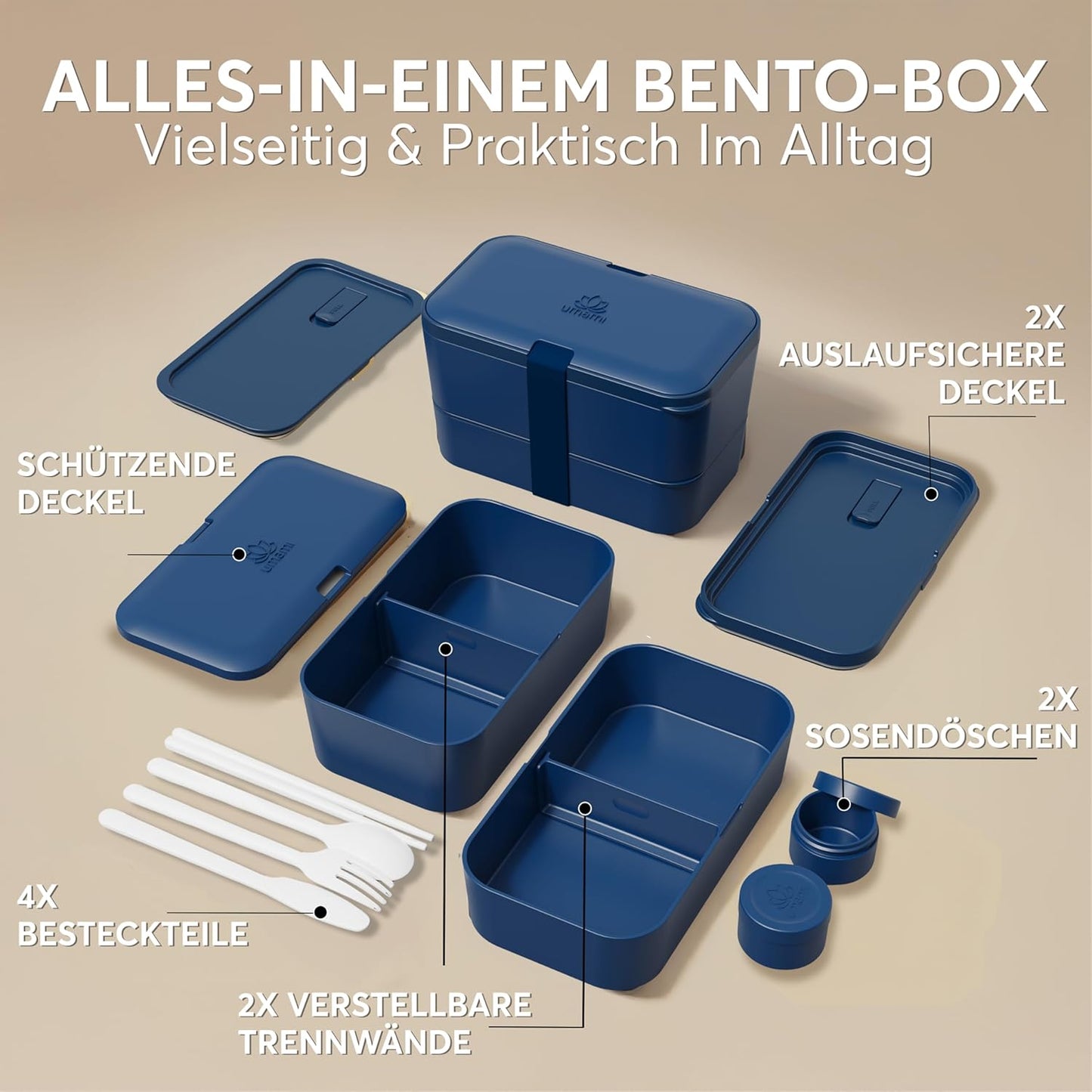 Bento Box, Mitternachtsblau L - 1500 ml