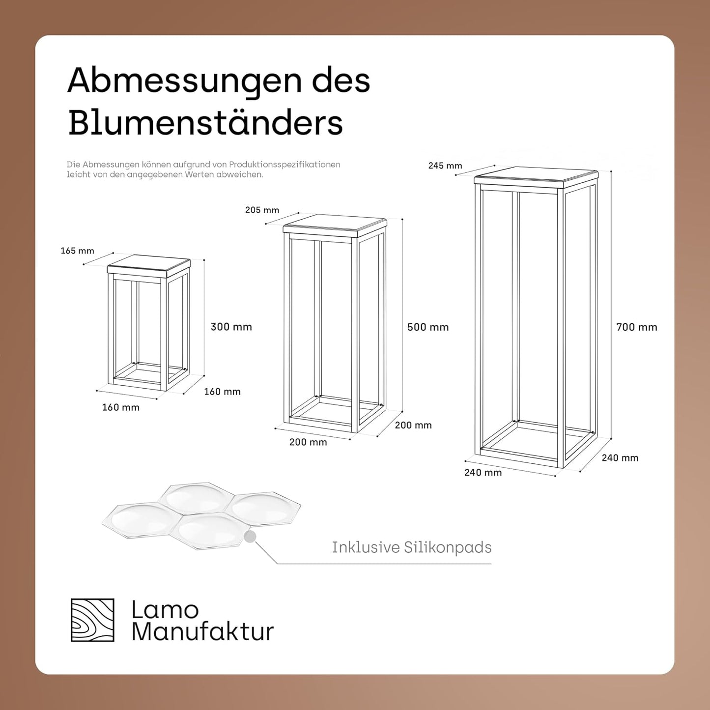 Pflanzenständer-Set, Schwarz Gestell mit Rustikal Platte SET