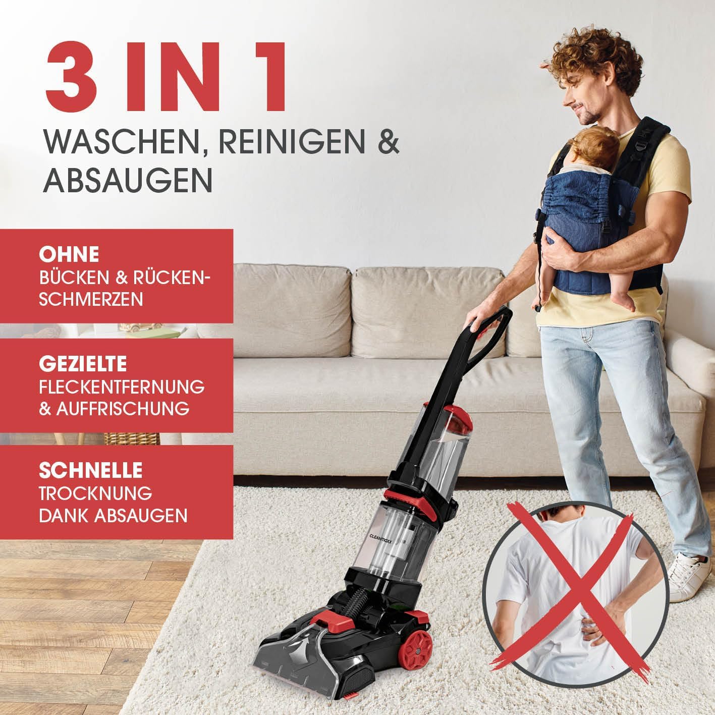 Teppichreiniger mit Vibrationsbürsten, FloorClean