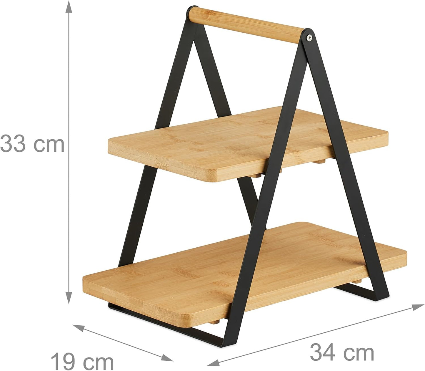 Etagere mit 2 Etagen aus Bambus und Metall, 2 Etagen