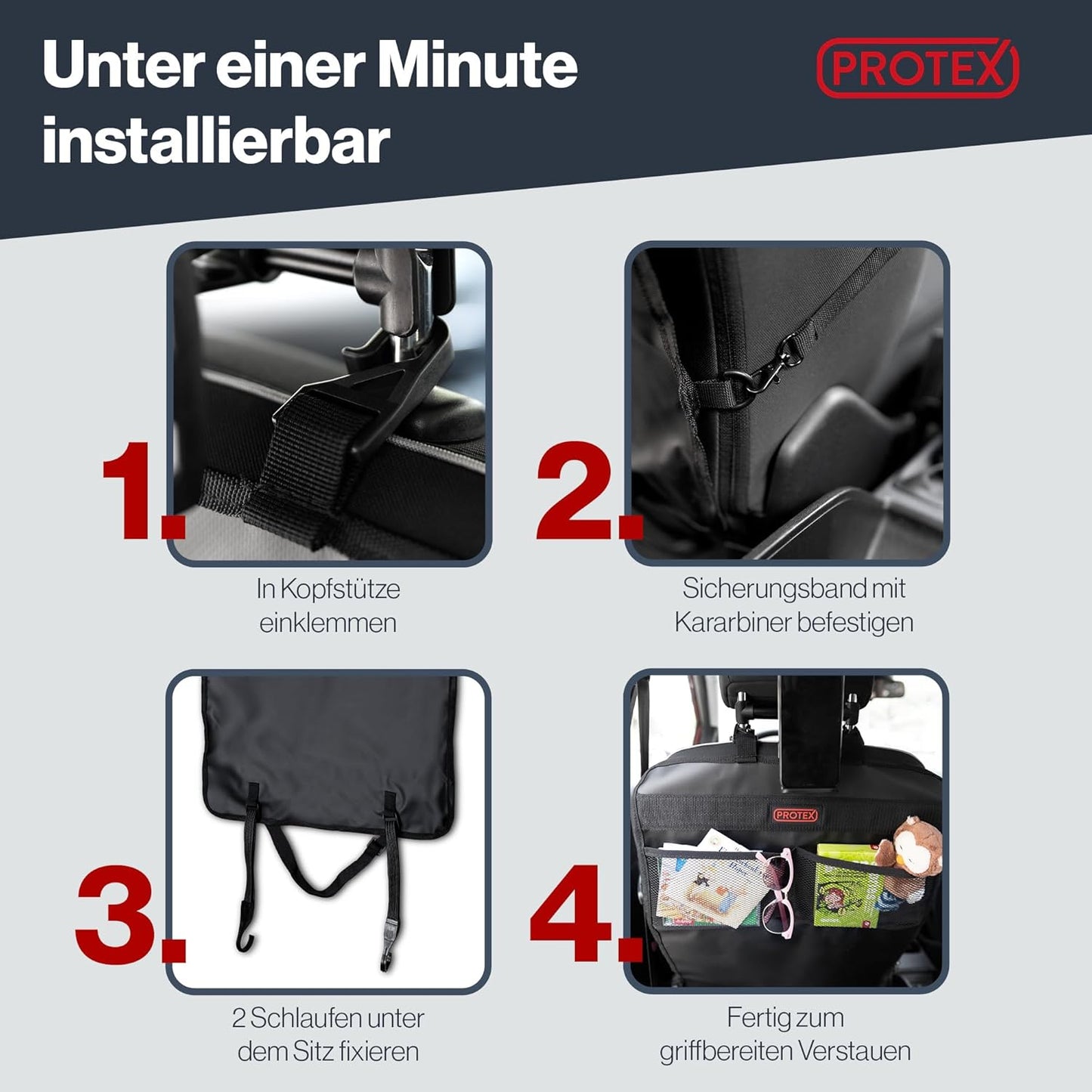 2er Set Rücksitz-Organizer, Schwarz mit Tablethalter 2er Set