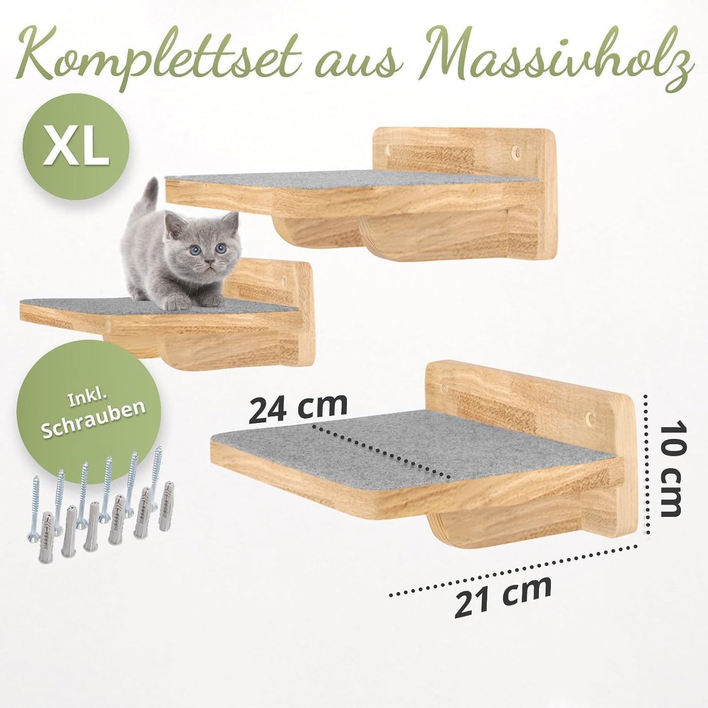 Katzen Kletterwand-Set, Katzentreppen XL Massivholz
