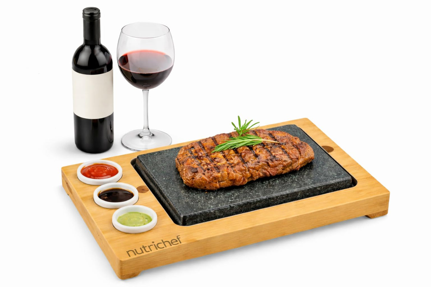 Heisser Stein Grillplatte mit Bambusrahmen, Rechteck