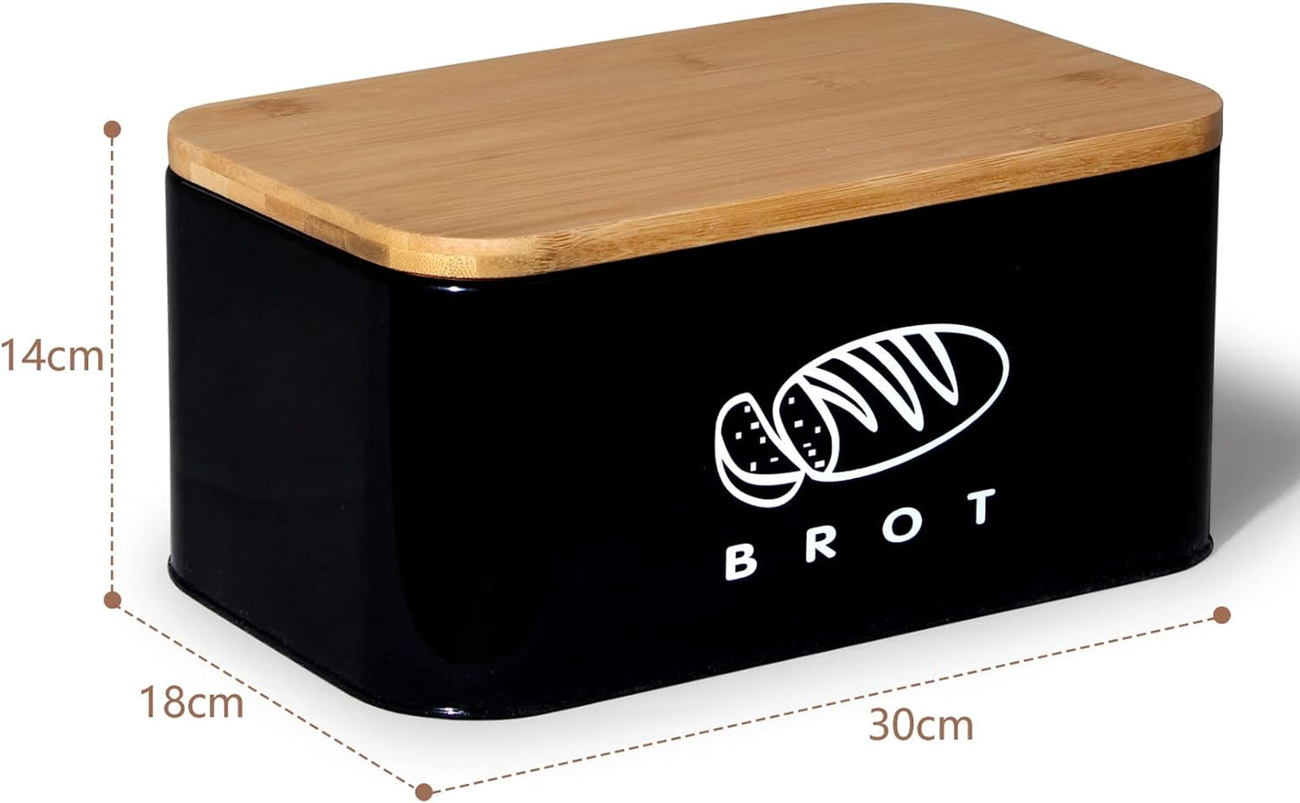 Brotkasten, Schwarz-30cm