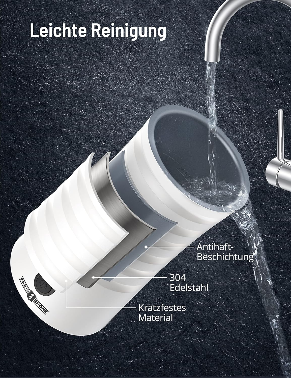 4-in-1 Milchaufschäumer mit Abschaltautomatik, Weiss