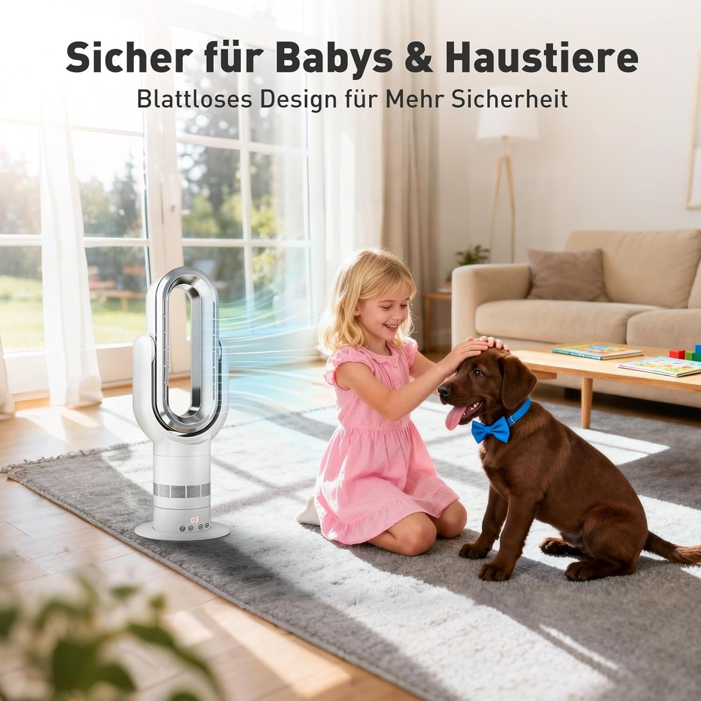 2-in-1 Bladeless Turmventilator & Heizgerät QG660, QG660: Heizen, Kühlen