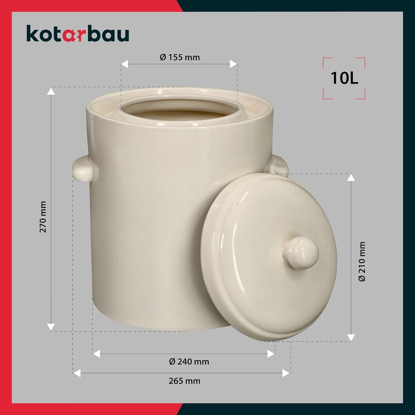 Sauerkrauttopf, 10 L Weiss