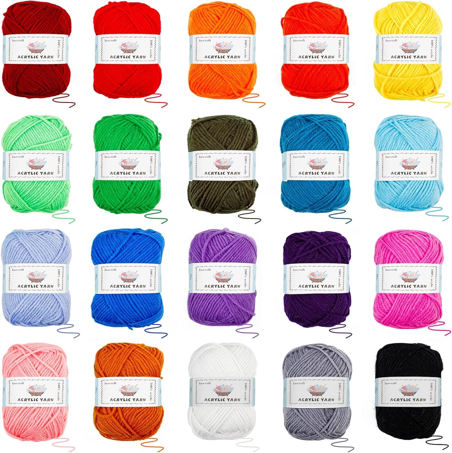 Häkelwollen Set, 20 Farben
