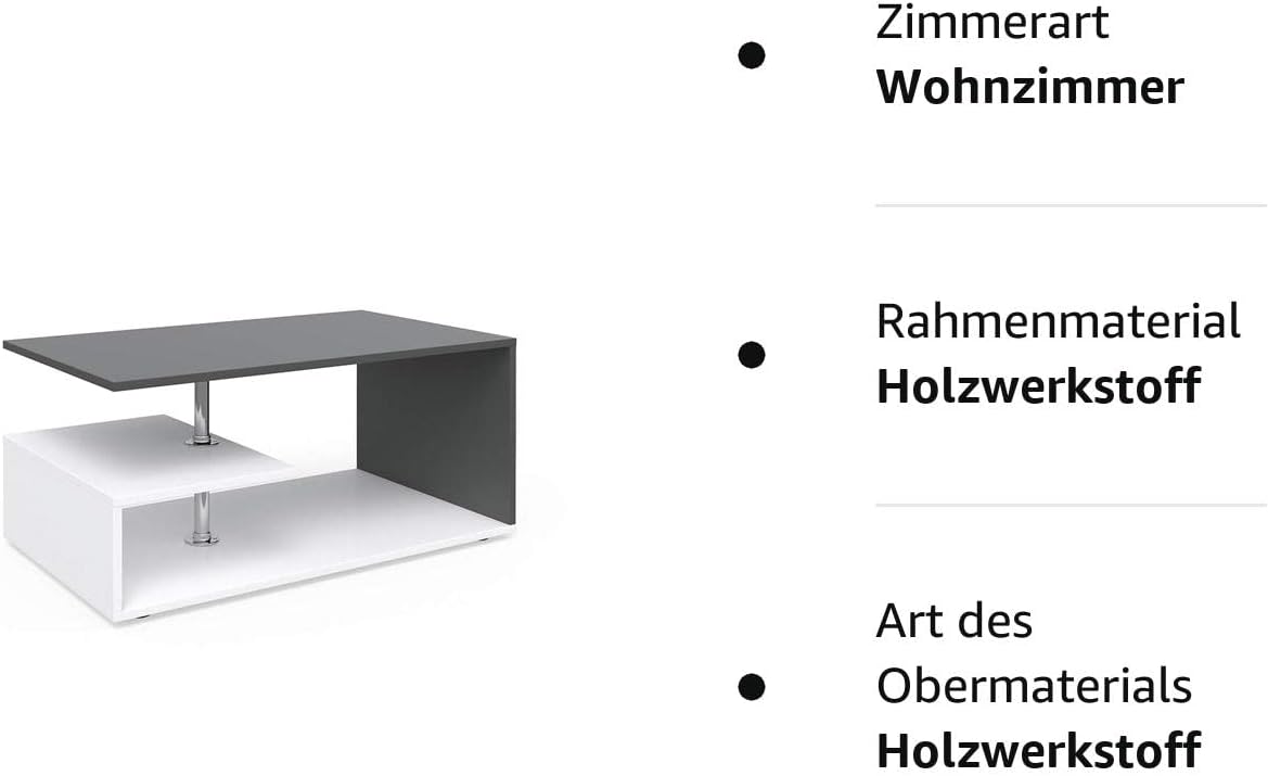 Couchtisch Guillermo, Weiss/Anthrazit