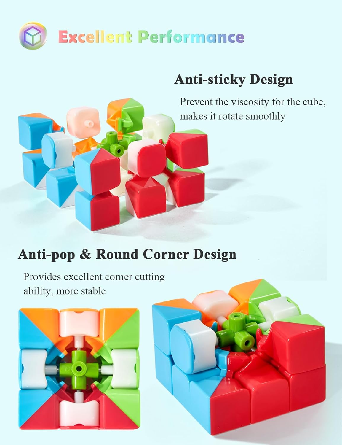 Speed Cube Set mit Tutorial, Stickerless Cube