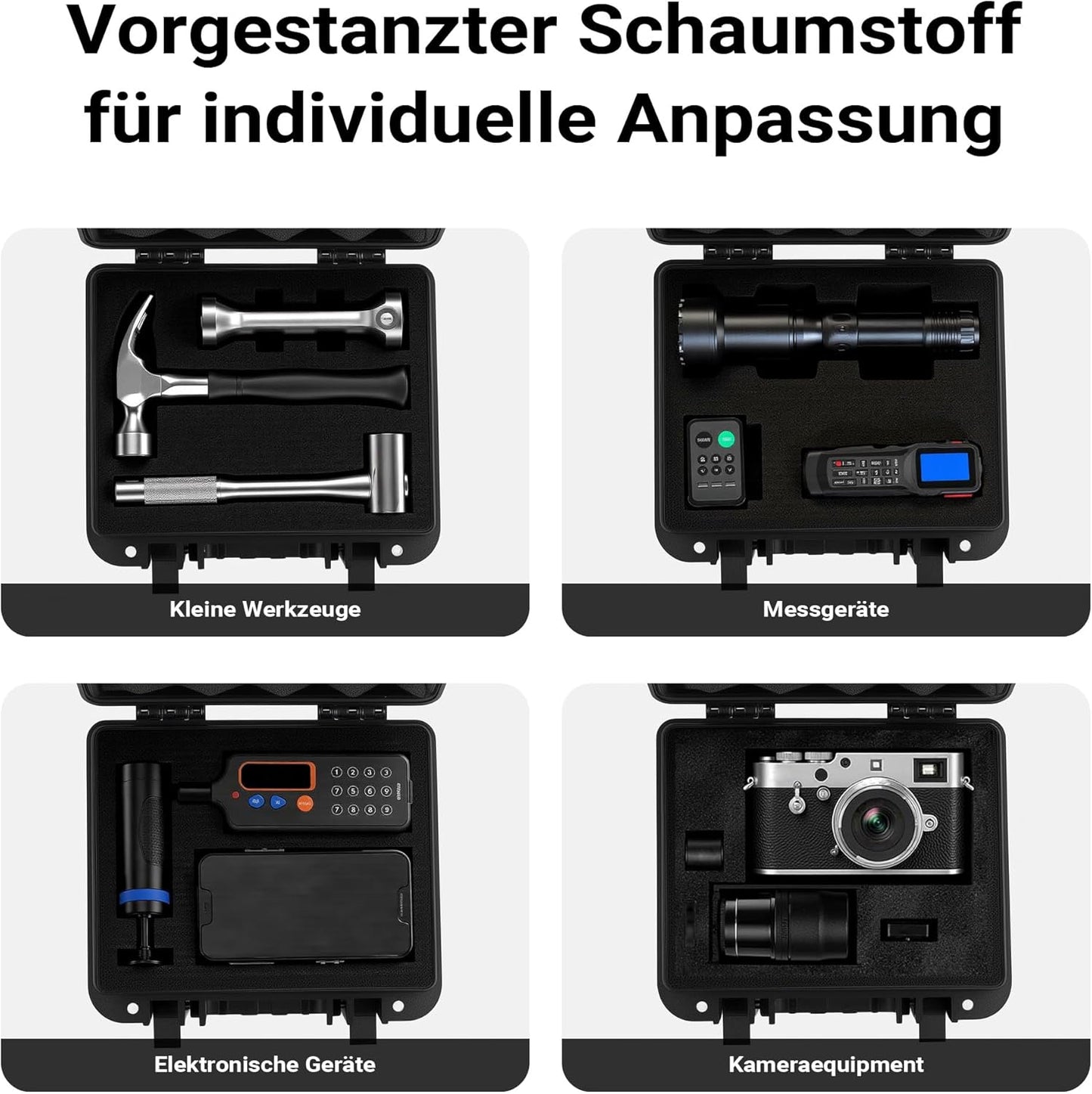 Wasserdichter Schutzkoffer mit Würfelschaumstoff, 25 x 21.8 x 11.3 cm