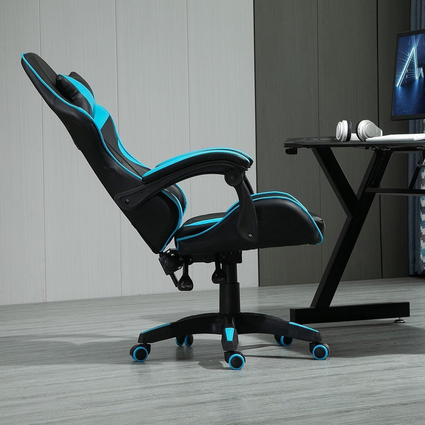 Ergonomischer Schreibtisch- und Gamingstuhl, Blau
