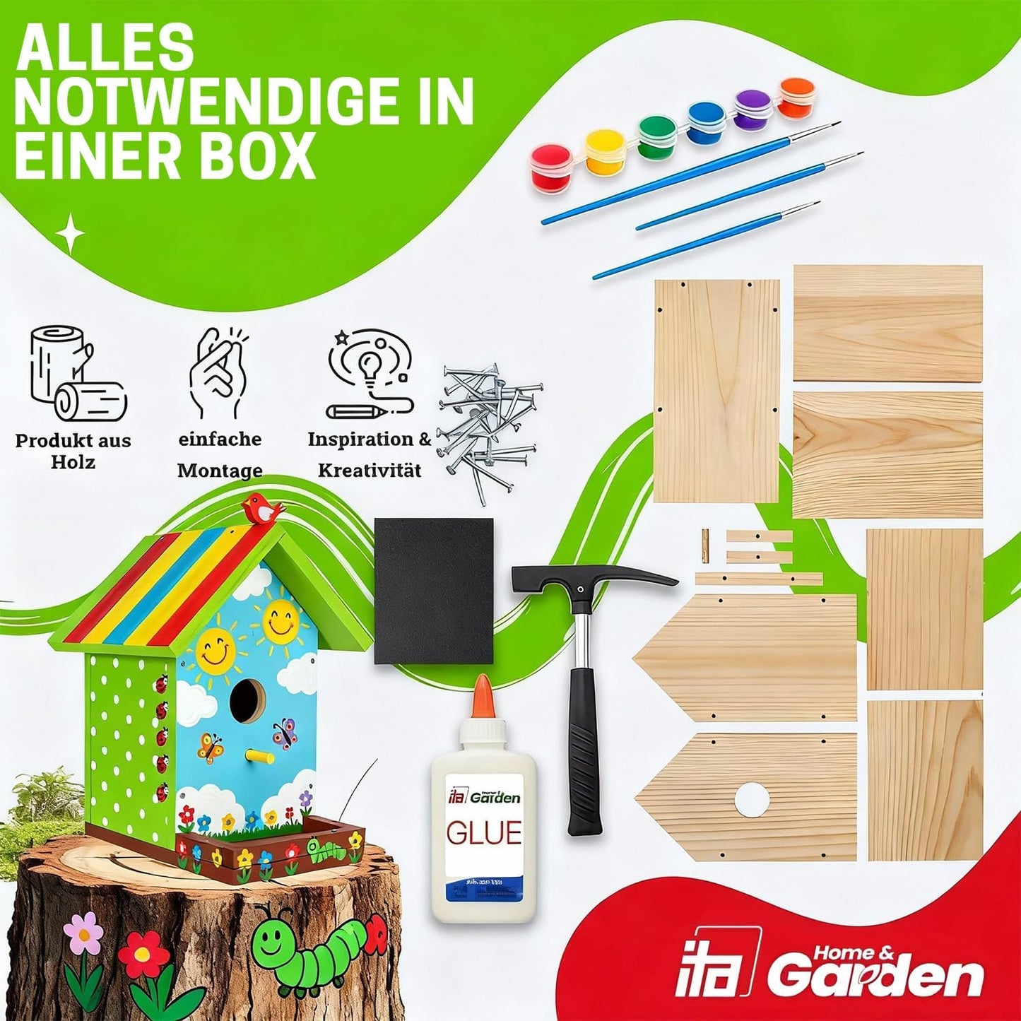 Nistkasten-Bausatz zum Bemalen für Kinder, Skylark