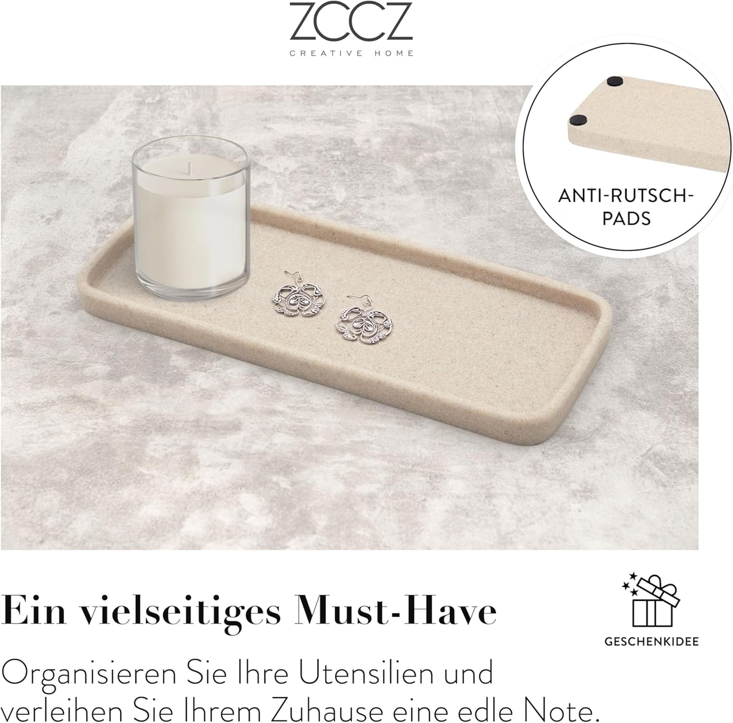 4-teiliges Badezimmer Set mit Organizer und Spender, Sand