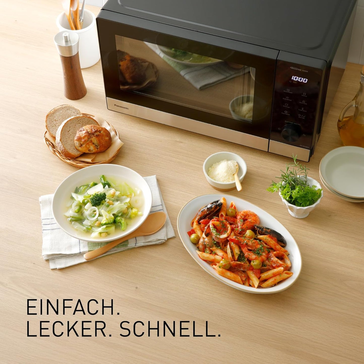NN SD 38 Solo-Mikrowelle, ohne Dampfgarzubehör Ohne Grillfunktion Schwarz & Edelstahl