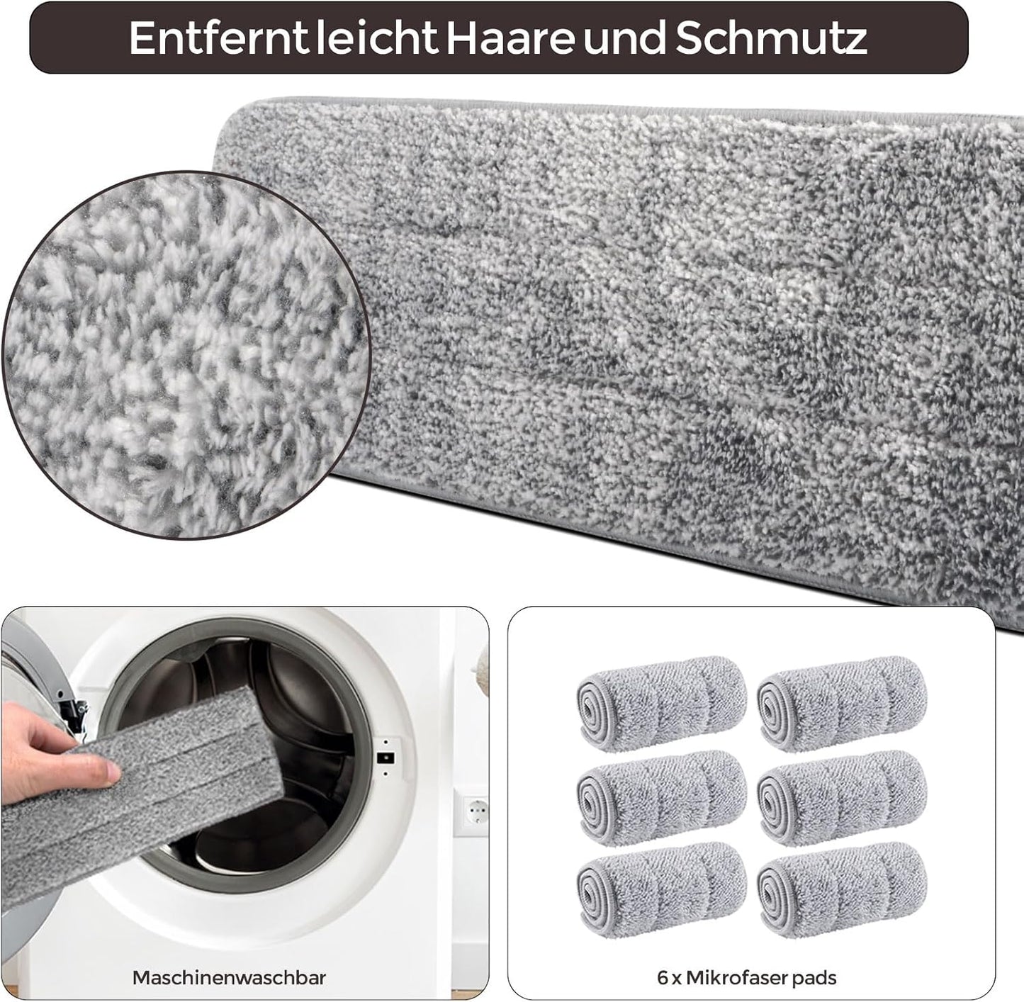Wischmopp-Set mit Auswringfunktion & Eimer, Beige-4l