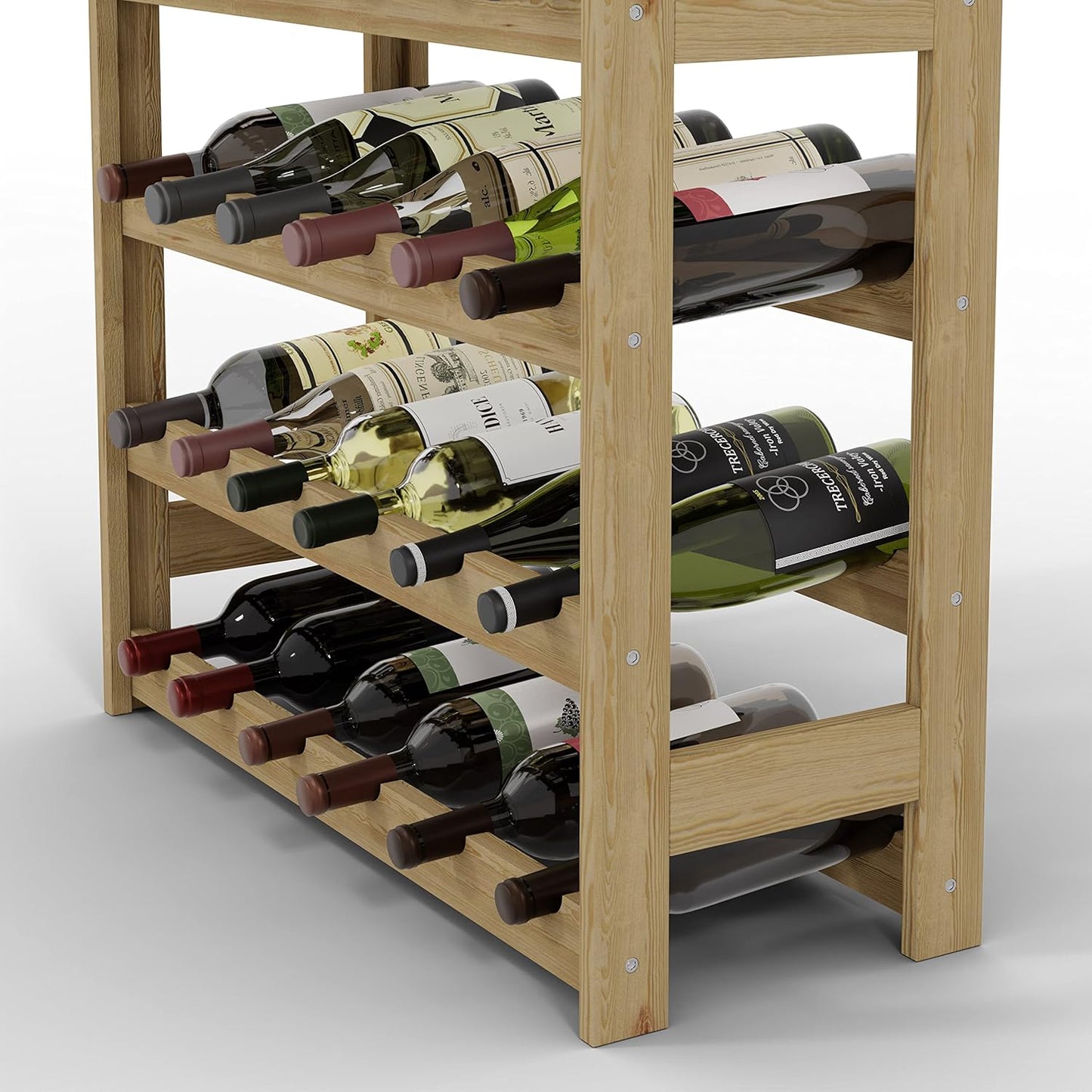 Weinregal für 42 Flaschen, Natur RW-1-42, 102 x 63 x 25, 7 liegen, für 42 Flaschen