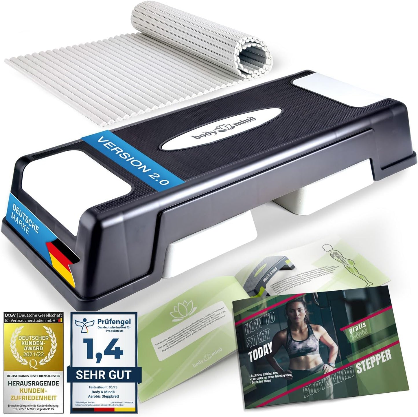 Aerobic Steppbrett mit Anti-Rutsch-Matte, Premium Deluxe Board