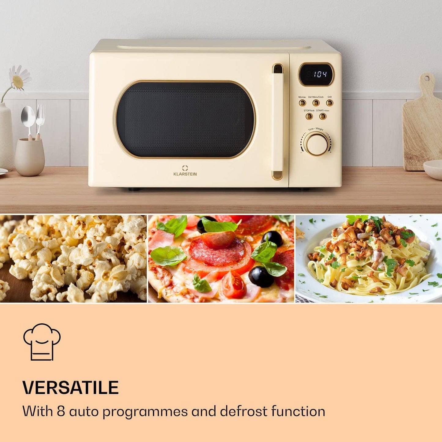3-in-1 Mikrowelle 10040731 mit Grill und Auftaufunktion, Creme