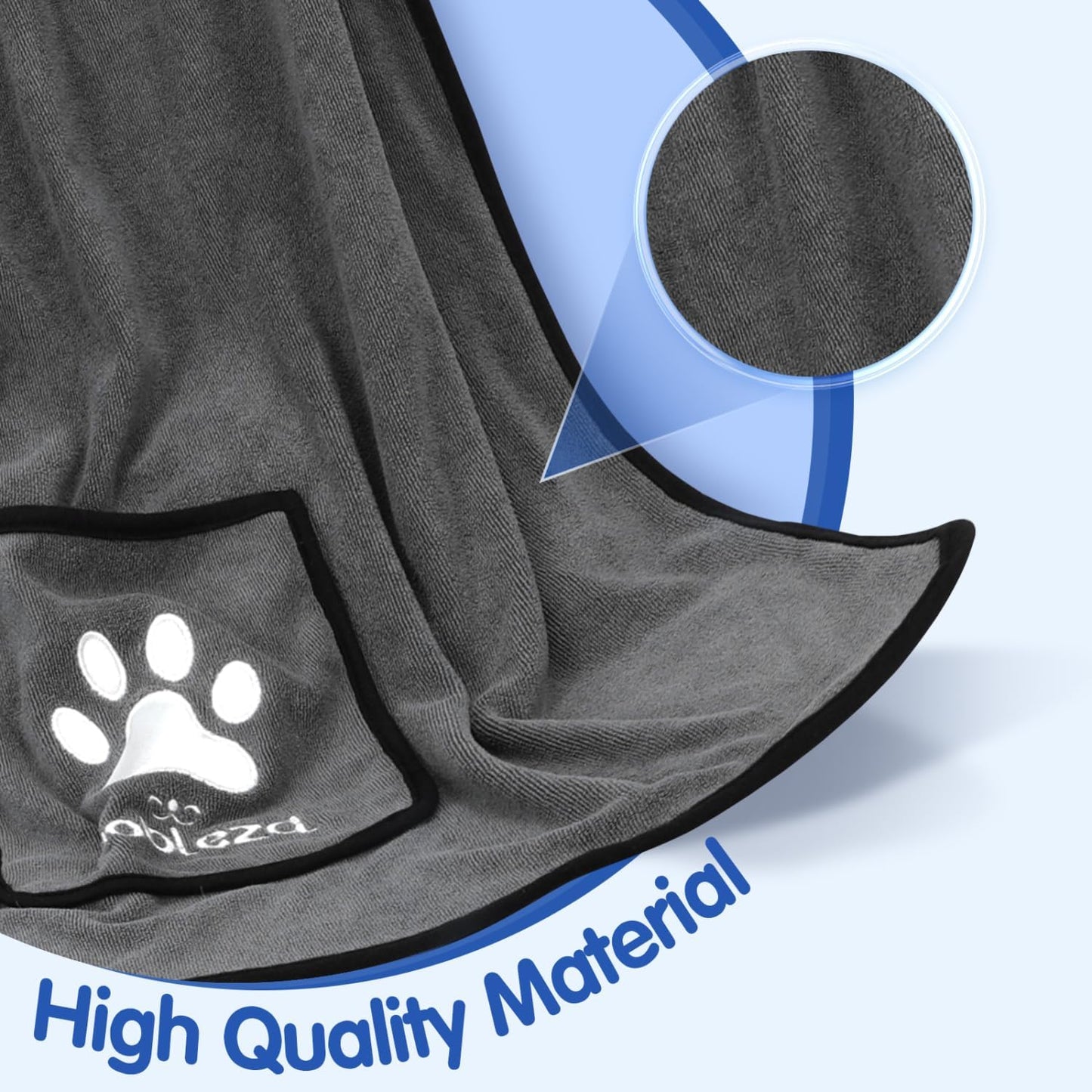 2er Set Hundehandtücher, 2 Stück L106*W66cm Dunkelgrau