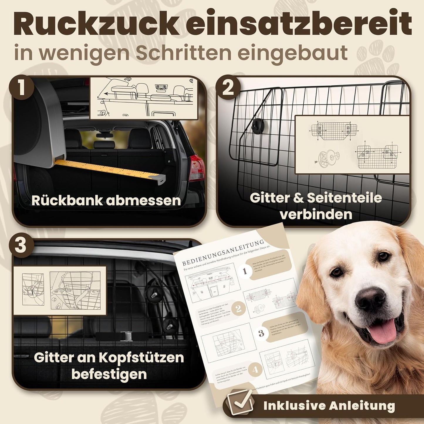 Kofferraum-Hundegitter für Autos