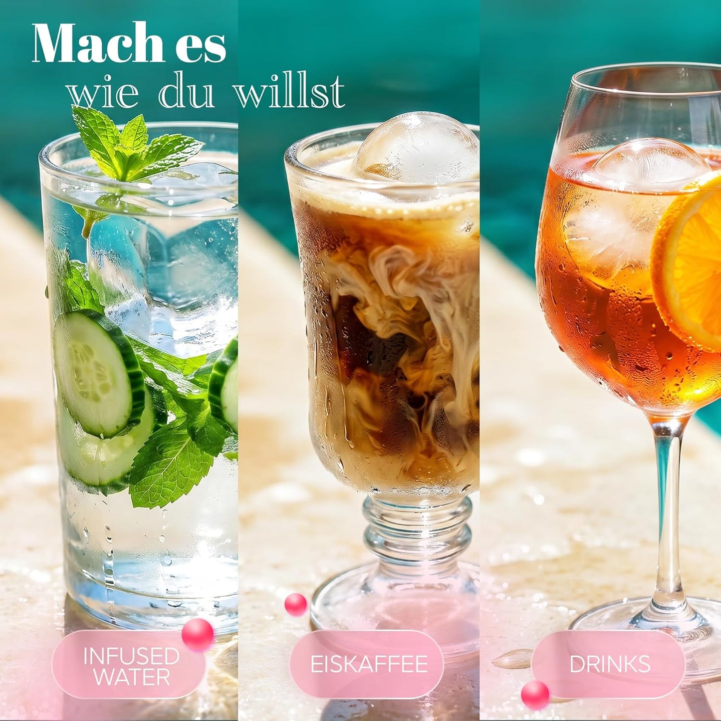 Eiswürfel- & Eiskugelform-Set, Rosa 10x Kugel+Würfel
