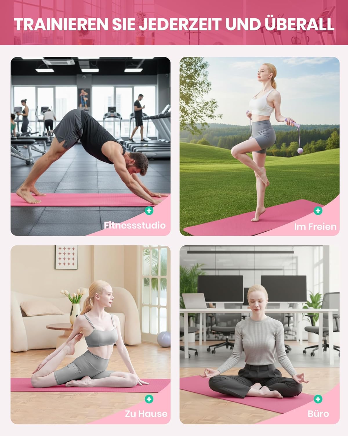 Rutschfest Fitnessmatte, Pflaume 183 x 61 x 0.6 cm