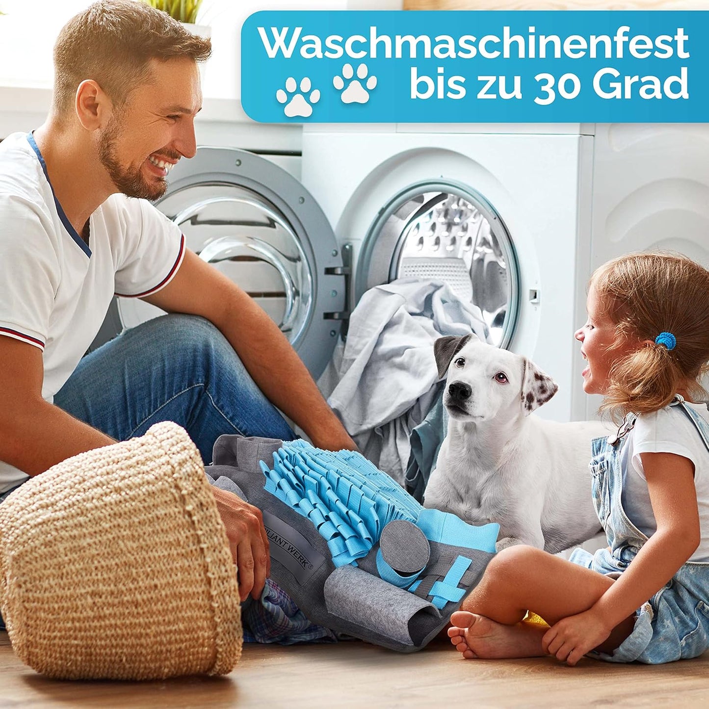 Schnüffelteppich mit 10 Trainingselementen und 3 Schwierigkeitsstufen, gross Blau