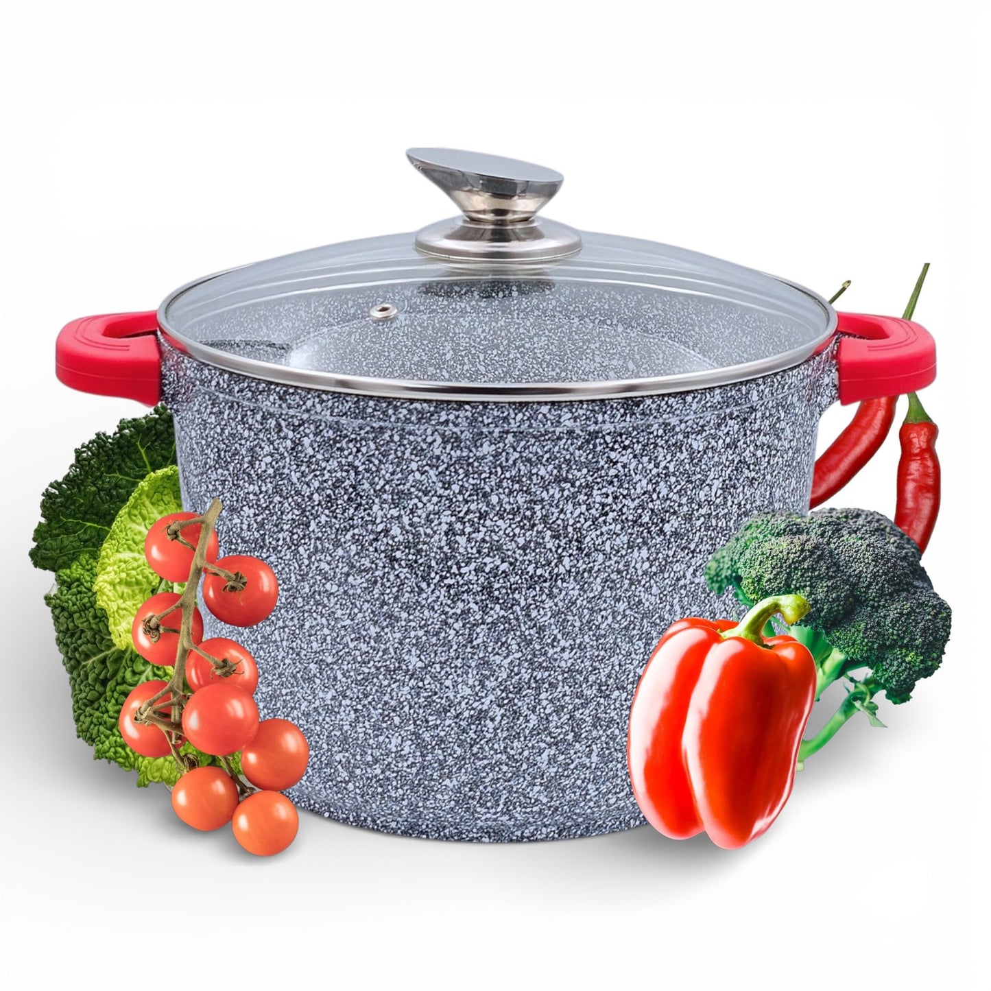 Suppentopf mit Glasdeckel, Grau 24cm