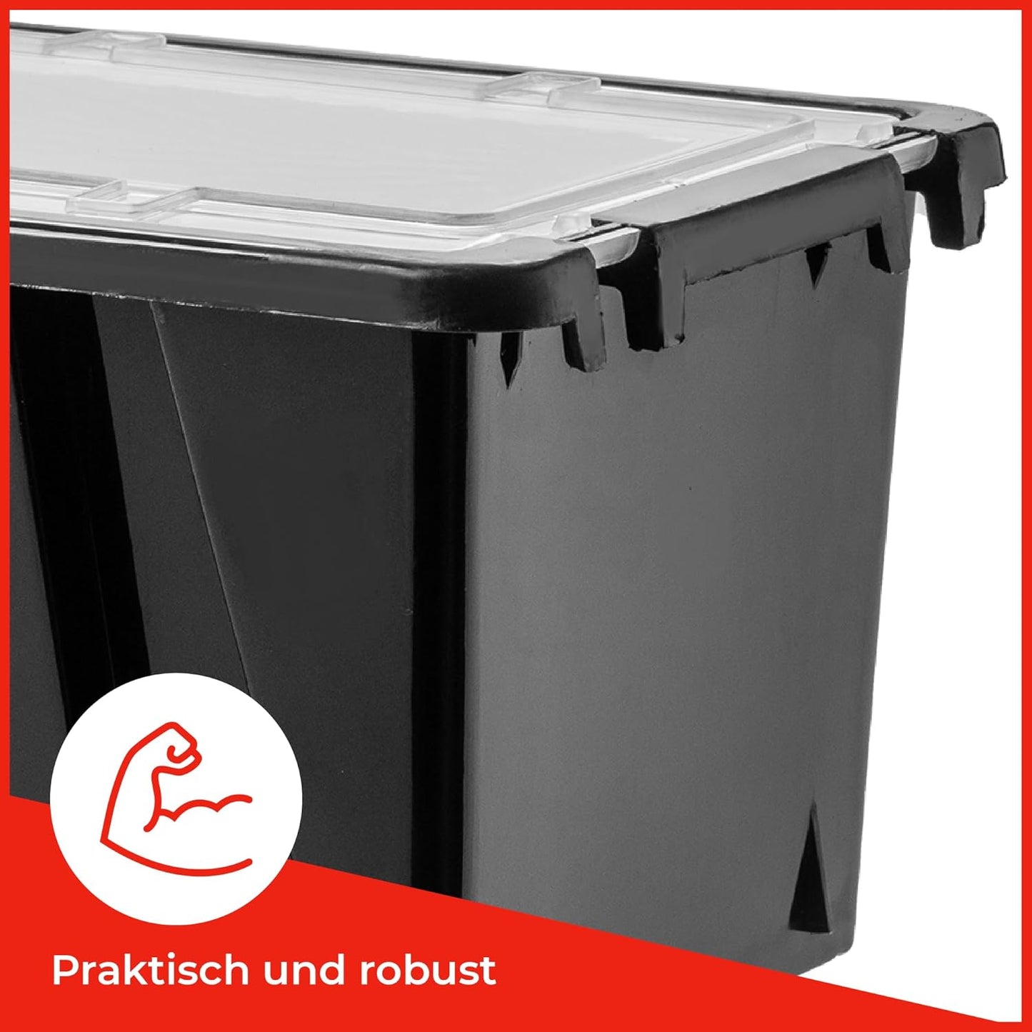 Stapelkiste mit Deckel, 10 Stück - 195x120mm Schwarz