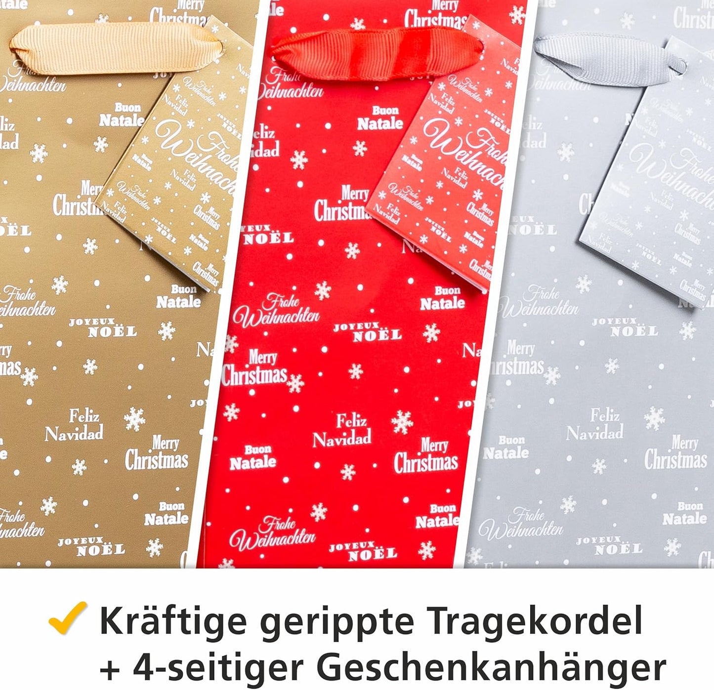 Geschenktaschen-Set mit Glitter-Design, 1 stück (25er Pack) Rot, Gold, Silber