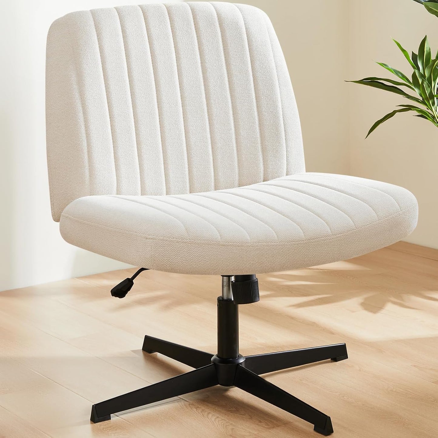 Höhenverstellbarer Bürostuhl, Beige Fabric