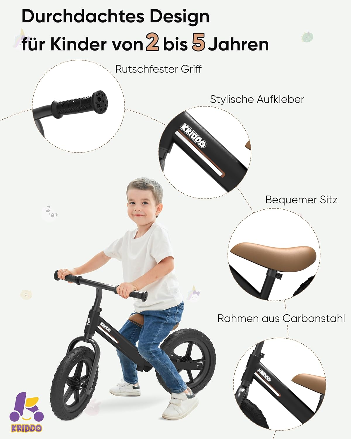 Laufrad für Kinder, Schwarz
