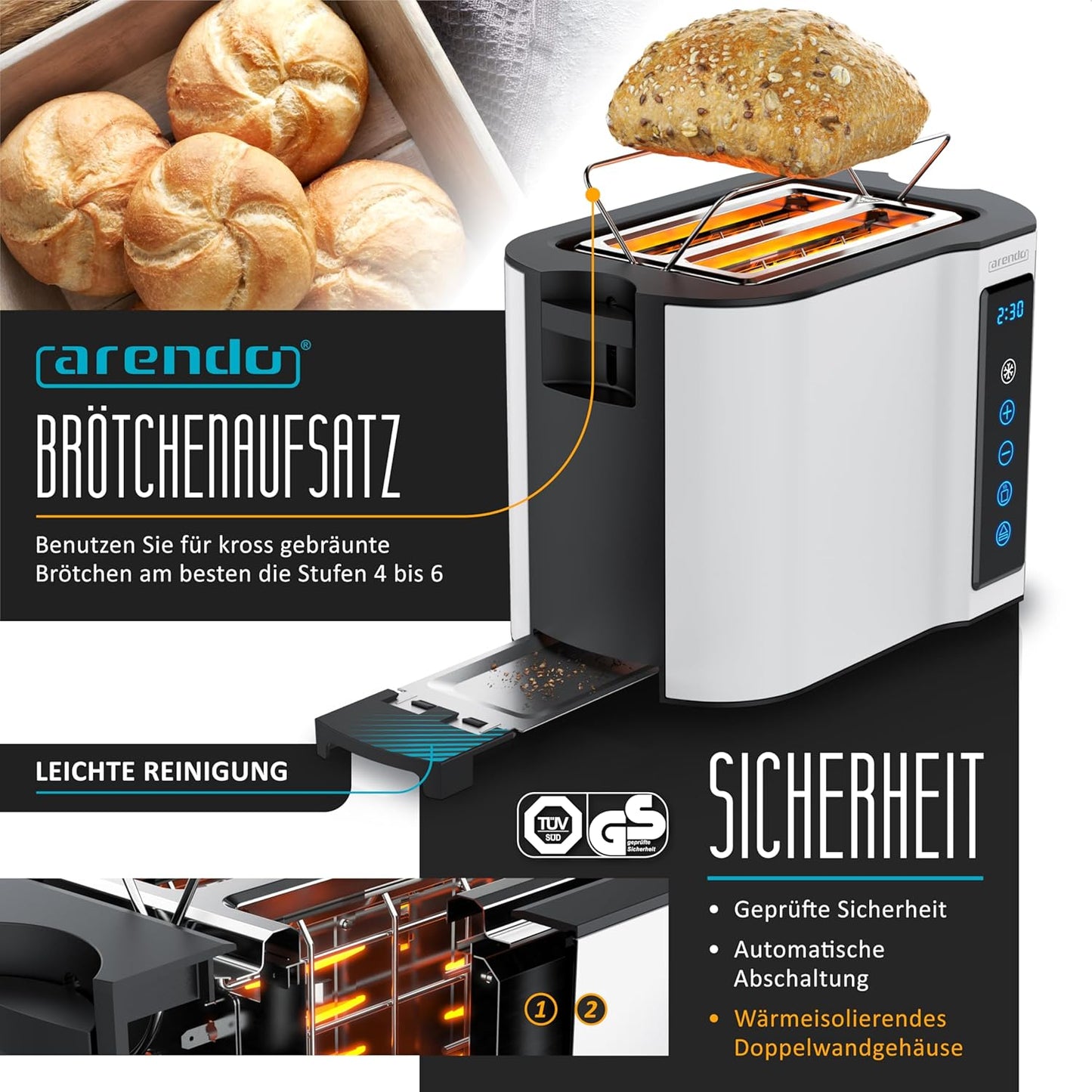 Wasserkocher-Toaster-Set mit Temperatureinstellung, B: Set 1
