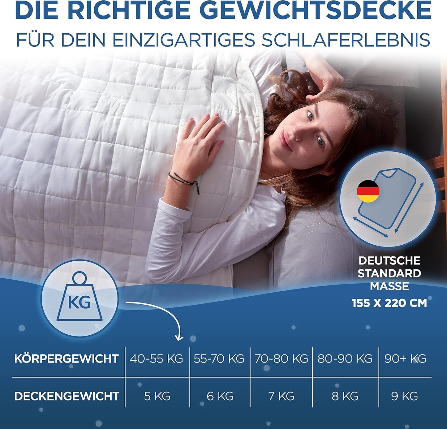 Gewichtsdecke, 8 kg, 155 x 220 cm, 8.0 Kilogramm