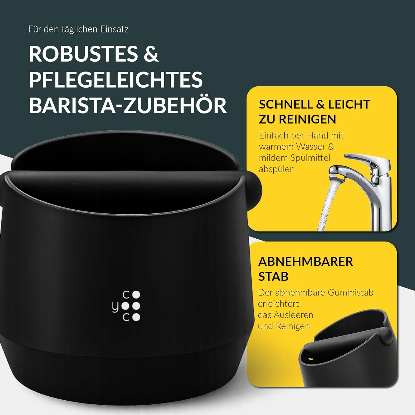 Abklopfbehälter für Siebträger, geräuscharmer Abschlagbehälter, 15 cm