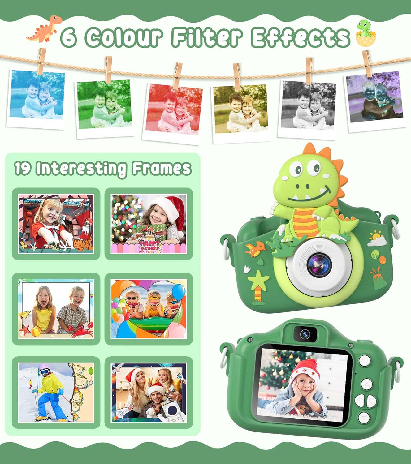 Digitalkamera für Kinder ab 3 Jahren, green