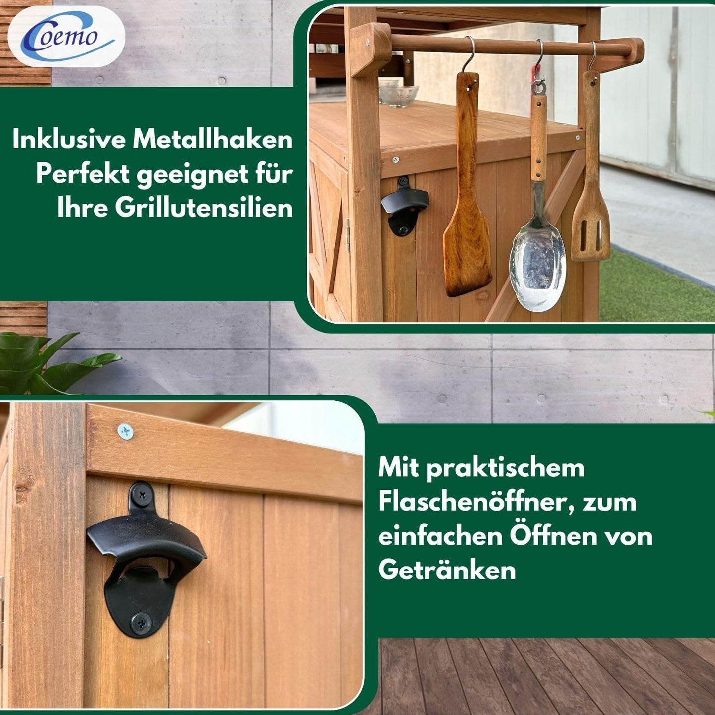 Servierwagen mit Edelstahltop, 118 x 47 x 92 cm Braun
