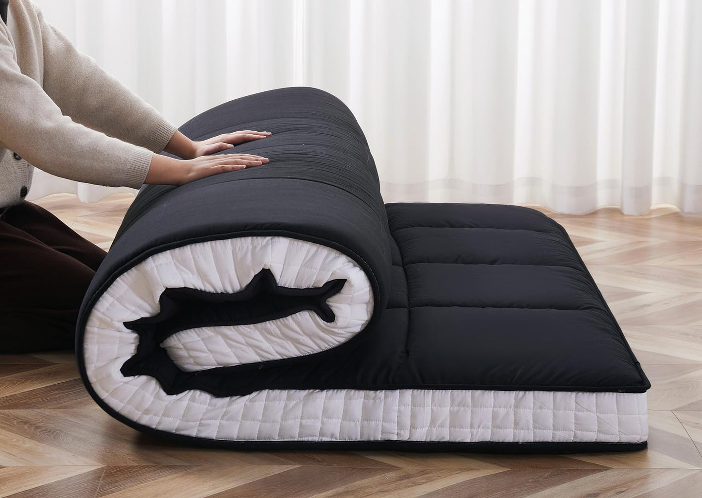 Futon Klappmatratze, 153*203*10CM Schwarz