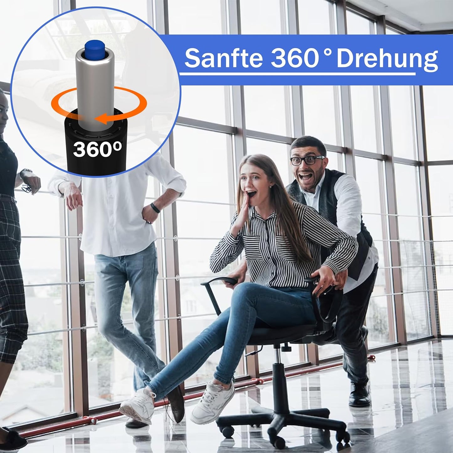 Gasdruckfeder für Bürostühle, bis 200 kg, 565 mm Chrom
