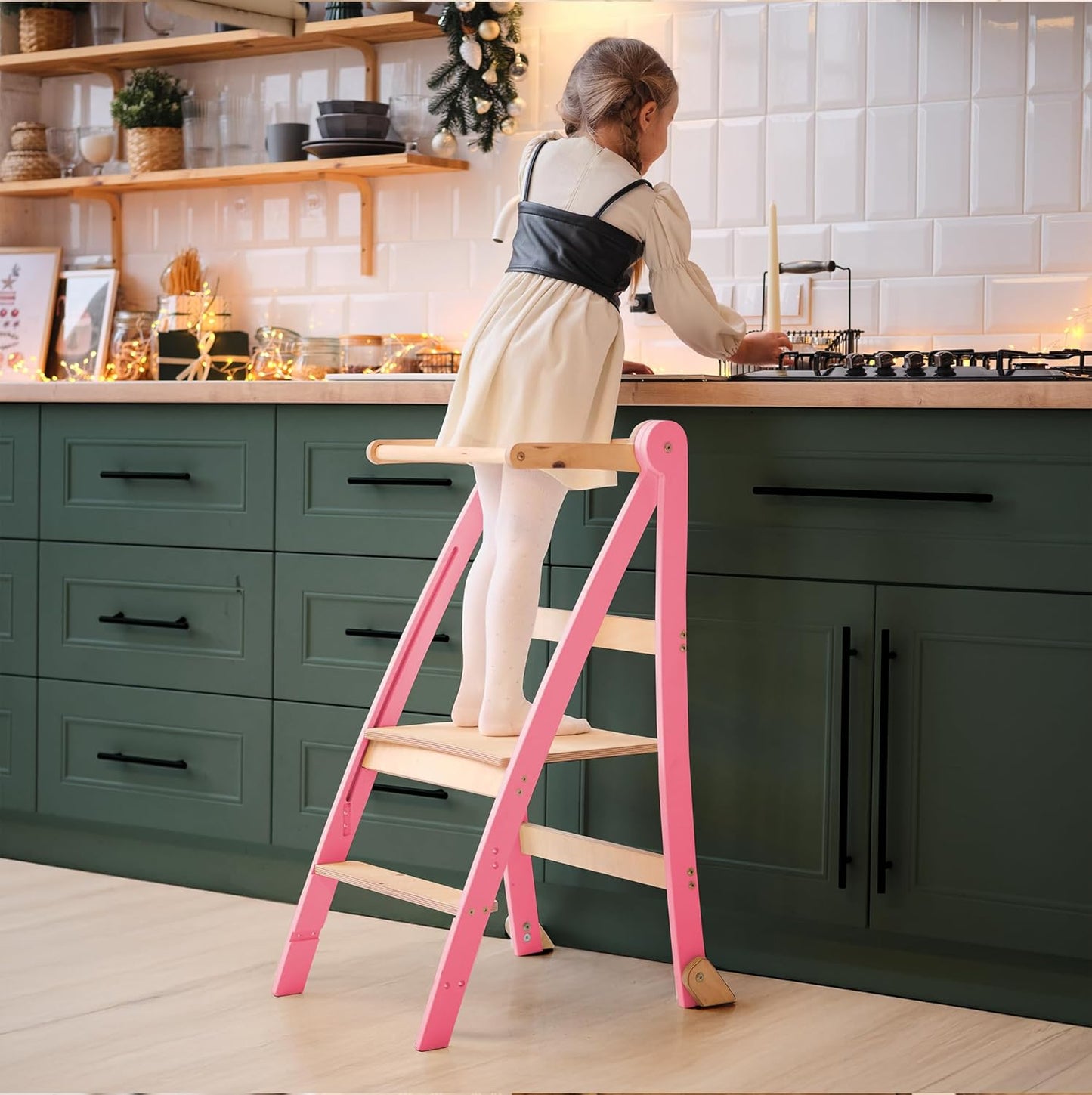 Faltbare Lernleiter für Kinder, Rosa Slim