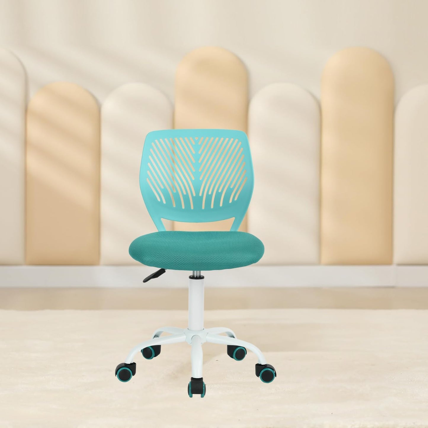 Verstellbarer Kinderdrehstuhl mit Rückenlehne, Turquoise