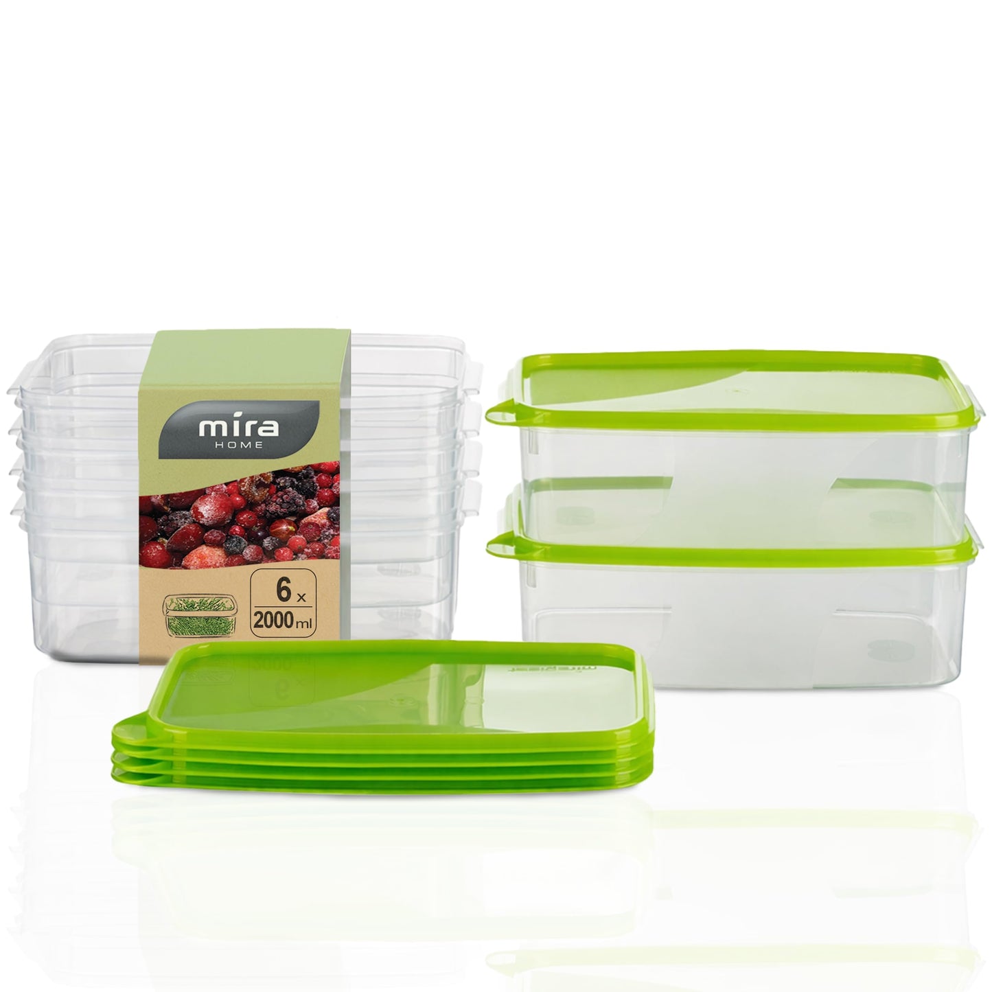 Gefrierdosen-Set, 2l Rechteckig (6 Stk)