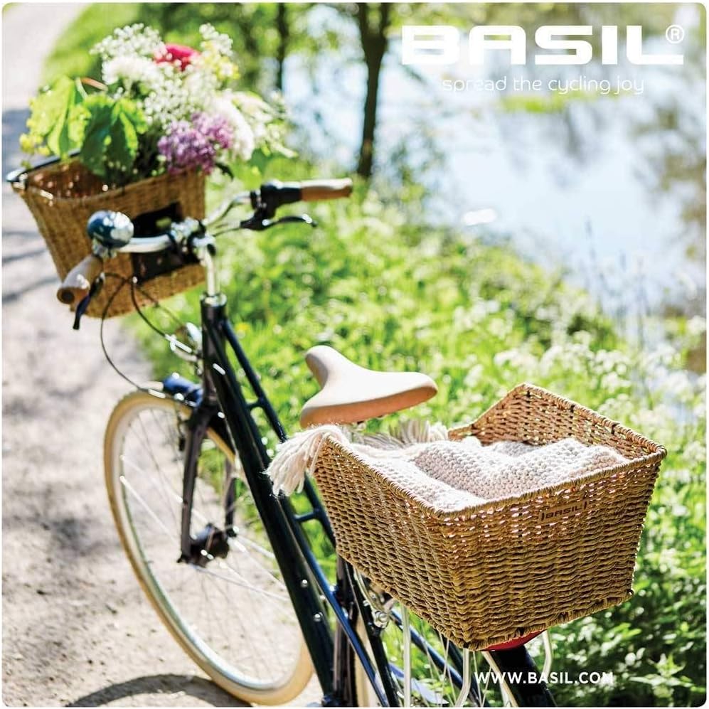 Hinterradkorb Cento, Schwarz mit Rattan-Optik Single