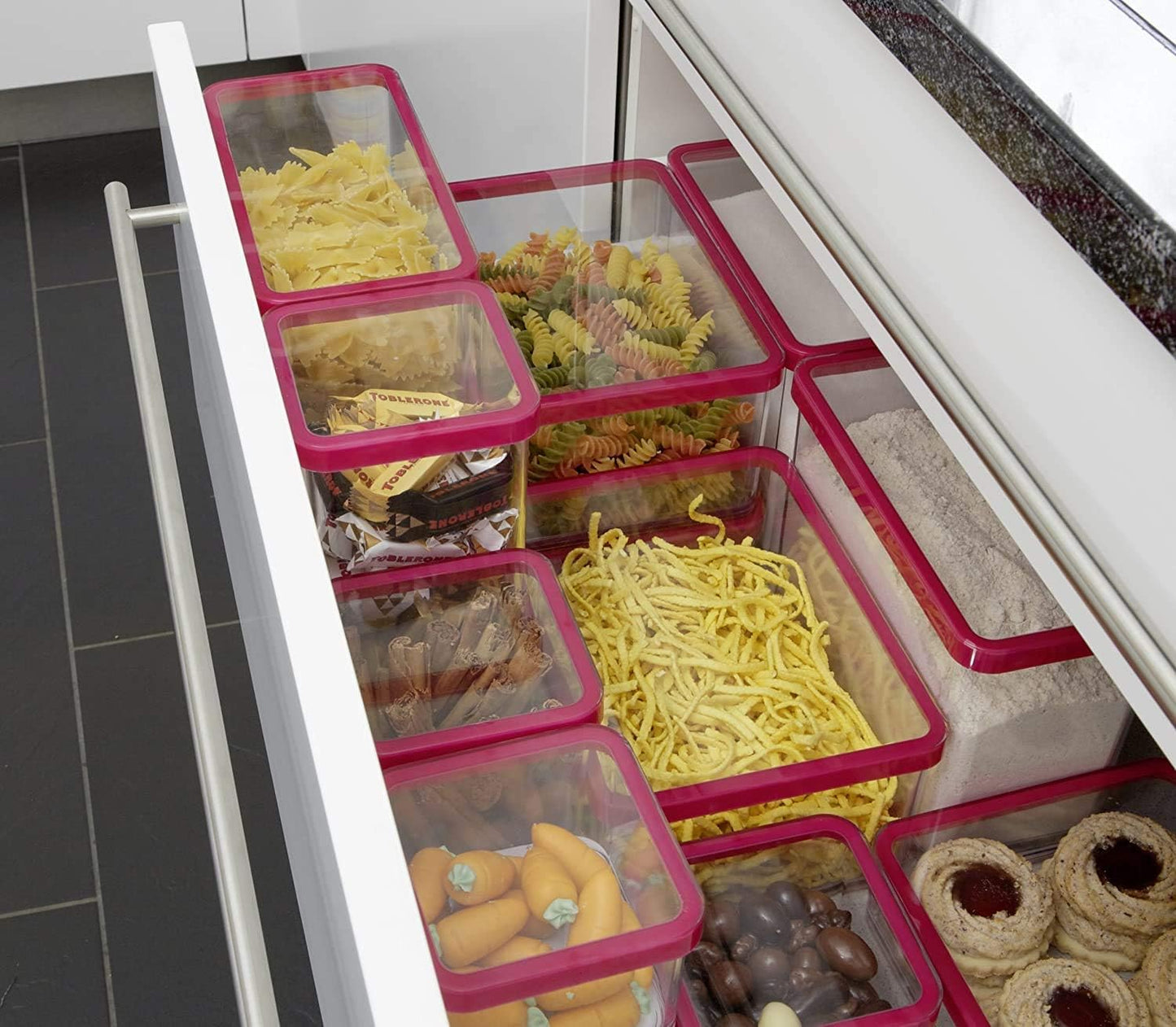 Loft Vorratsdosen-Set, Transparent/Rot Starter-Set 5-teilig