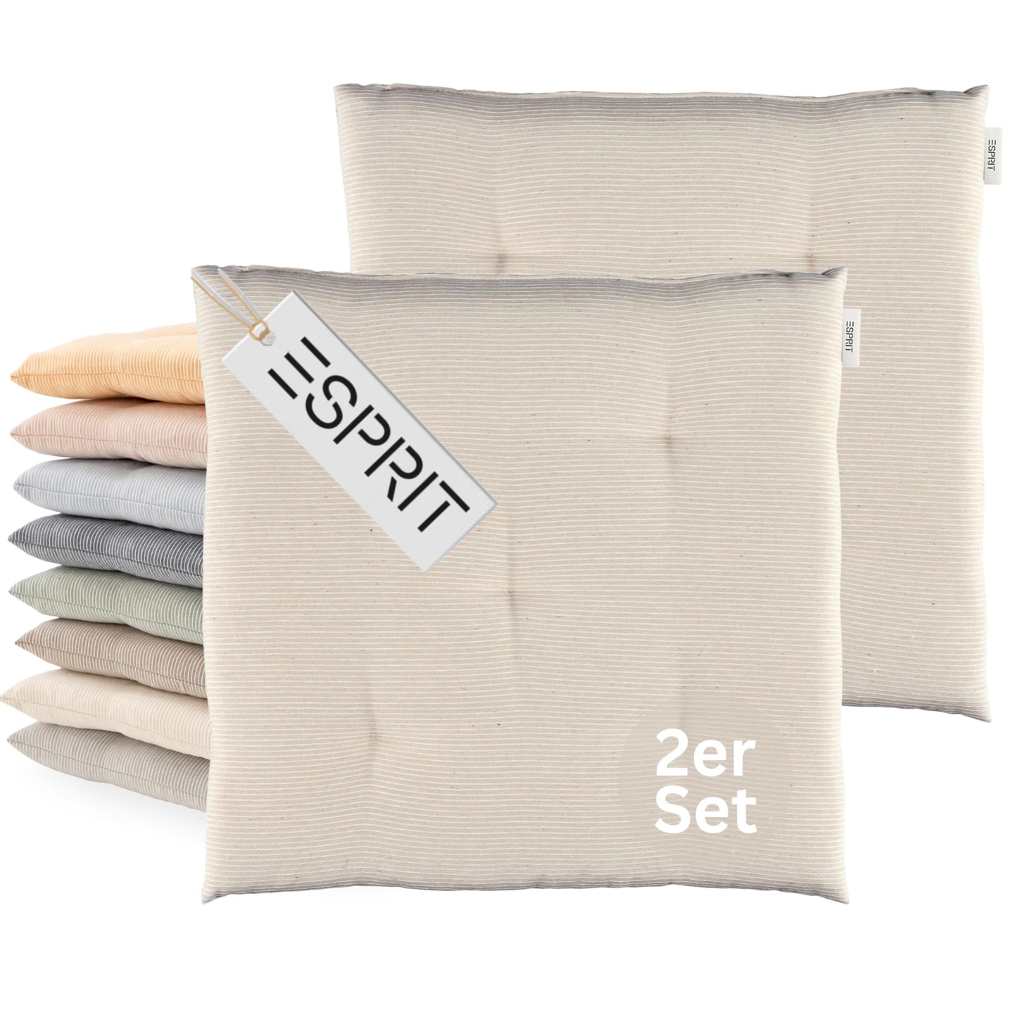 2er-Set Sitzkissen, Beige 40 x 40 cm (2er Pack)