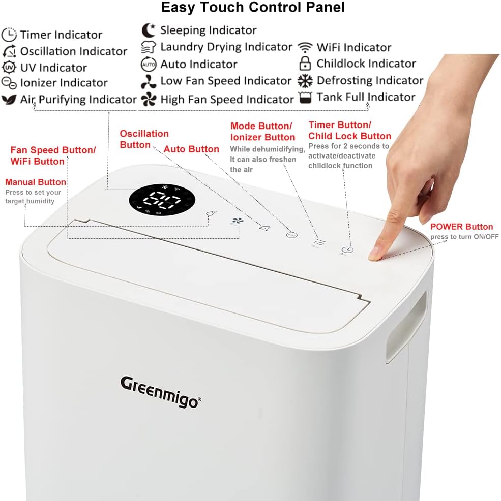 WiFi Luftentfeuchter Alpha Q25 Pro mit Fernsteuerung, HEPA- und Aktivkohlefilter, 25L/24h+WiFi