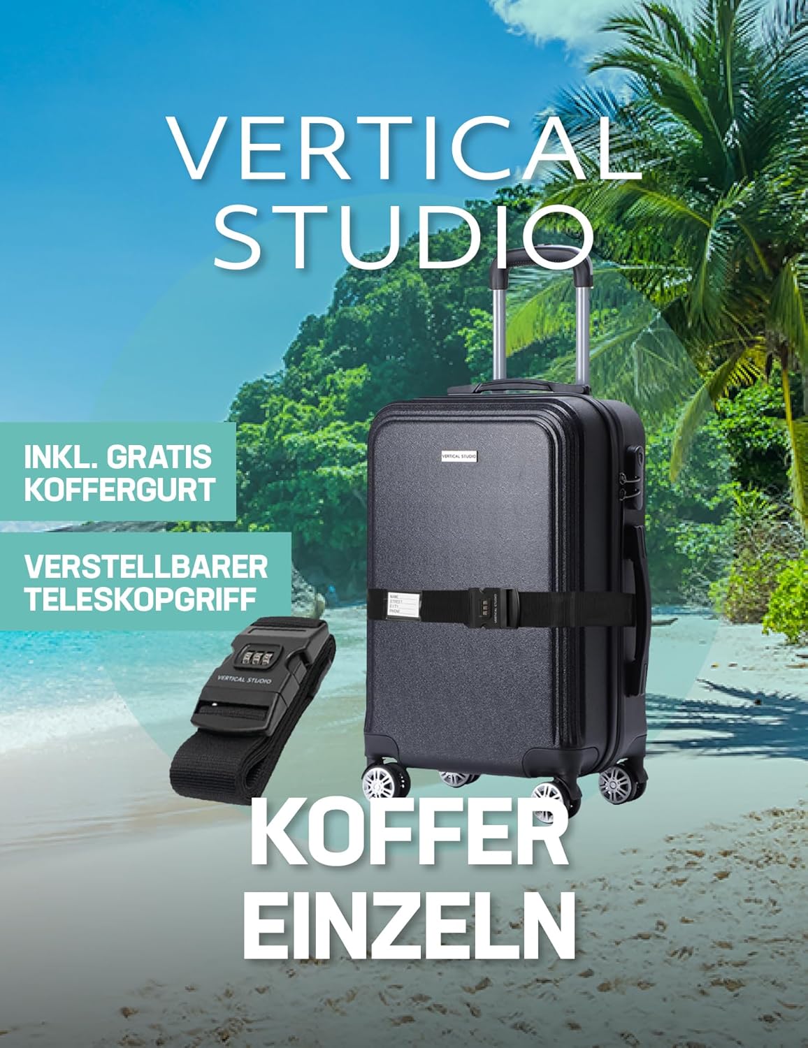 Hartschalenkoffer mit Zahlenschloss und Rollen, 24" Bergen Grau