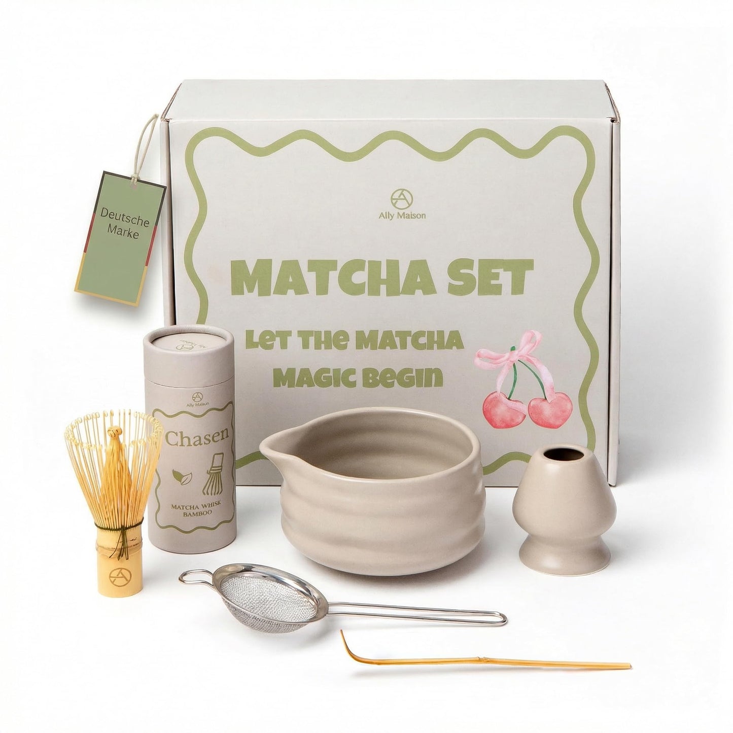 5-teiliges Matcha-Teeset, Beige 5