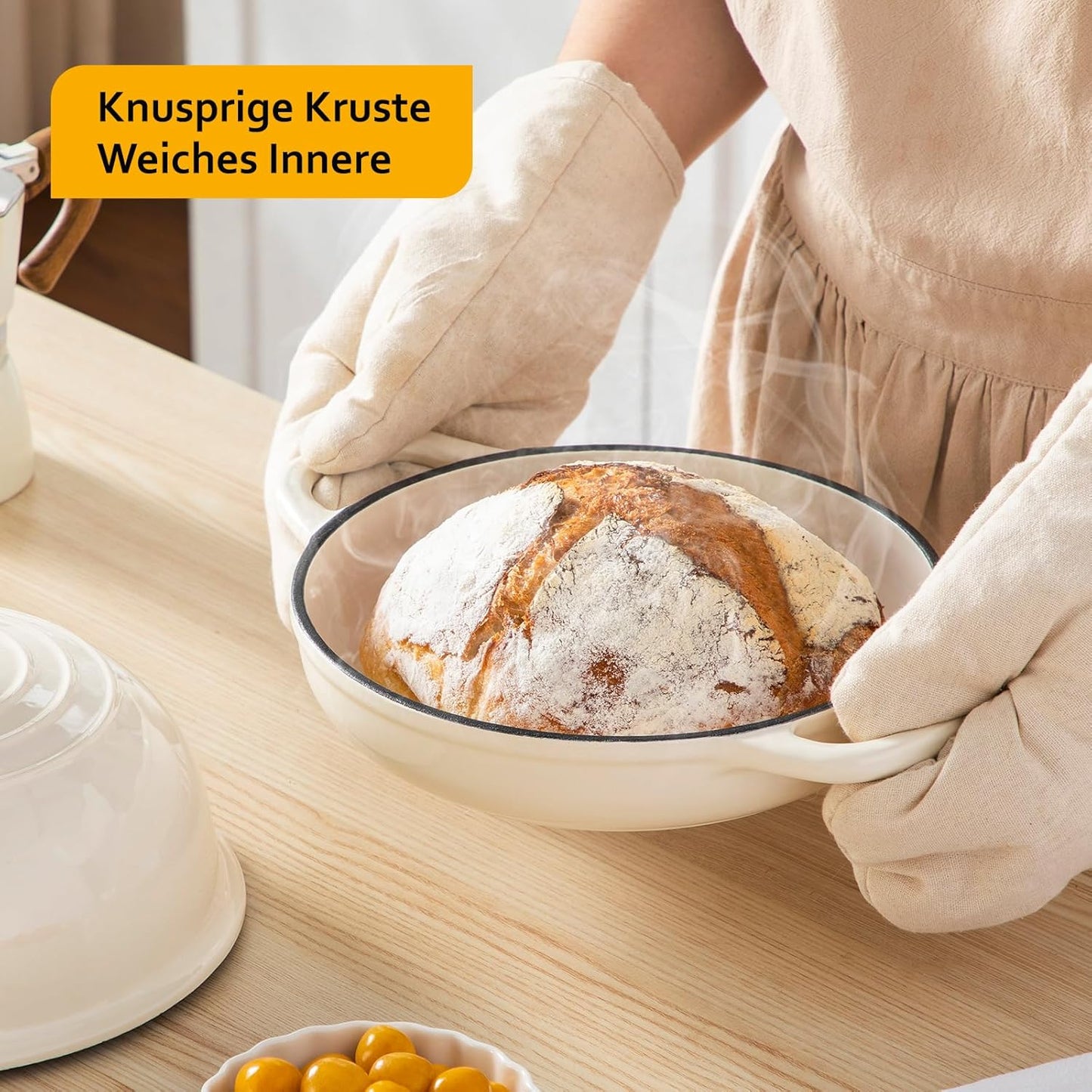 Brotbacktopf aus Gusseisen, Weiß